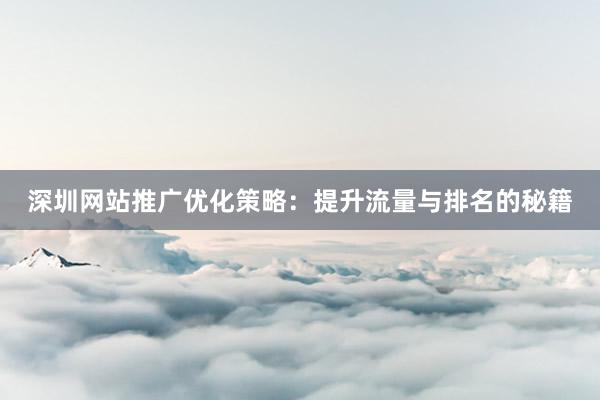 深圳网站推广优化策略：提升流量与排名的秘籍